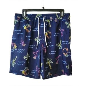 🍪 Goodfellow & Co Blue Swim Trunks with Tropical Print M